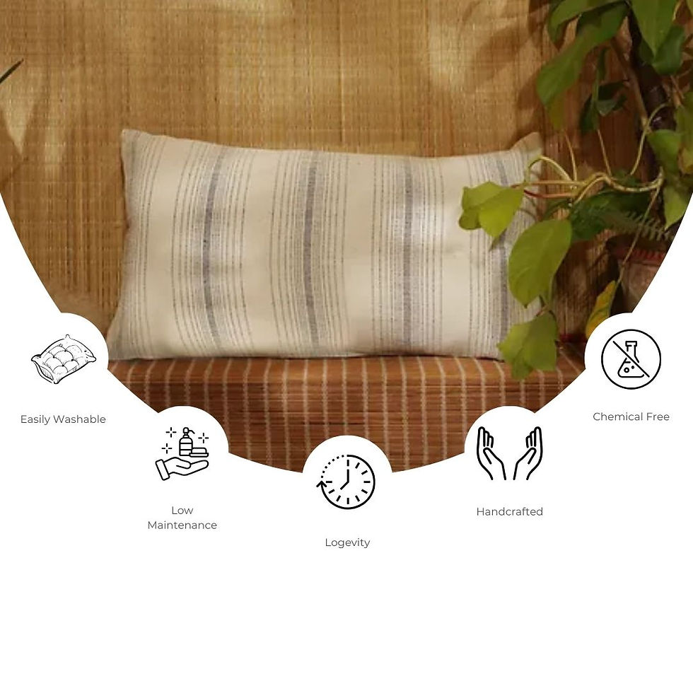 Thumbnail: Vanchai Stripped Organic Cotton Cushion cover (14" x 24")