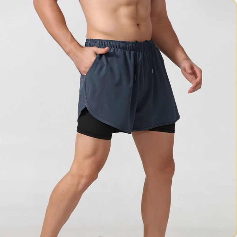 Miniatura: Shorts Masculino Esportivo Dupla Camada – Secagem Rápida para Corrida e Treino