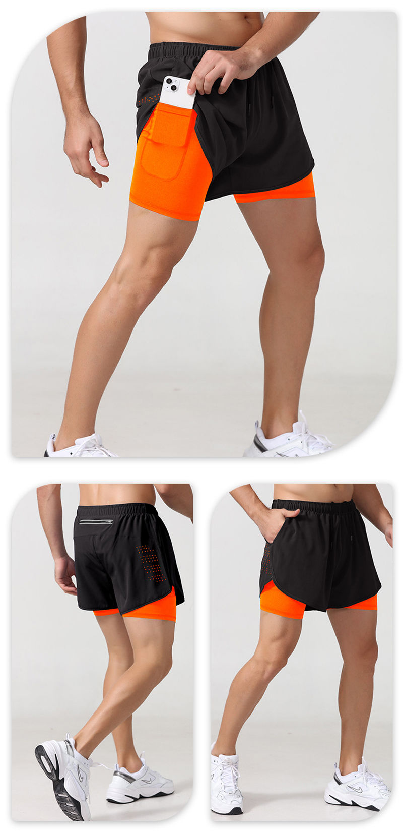 Miniatura: Shorts Masculino Esportivo Dupla Camada – Secagem Rápida para Corrida e Treino