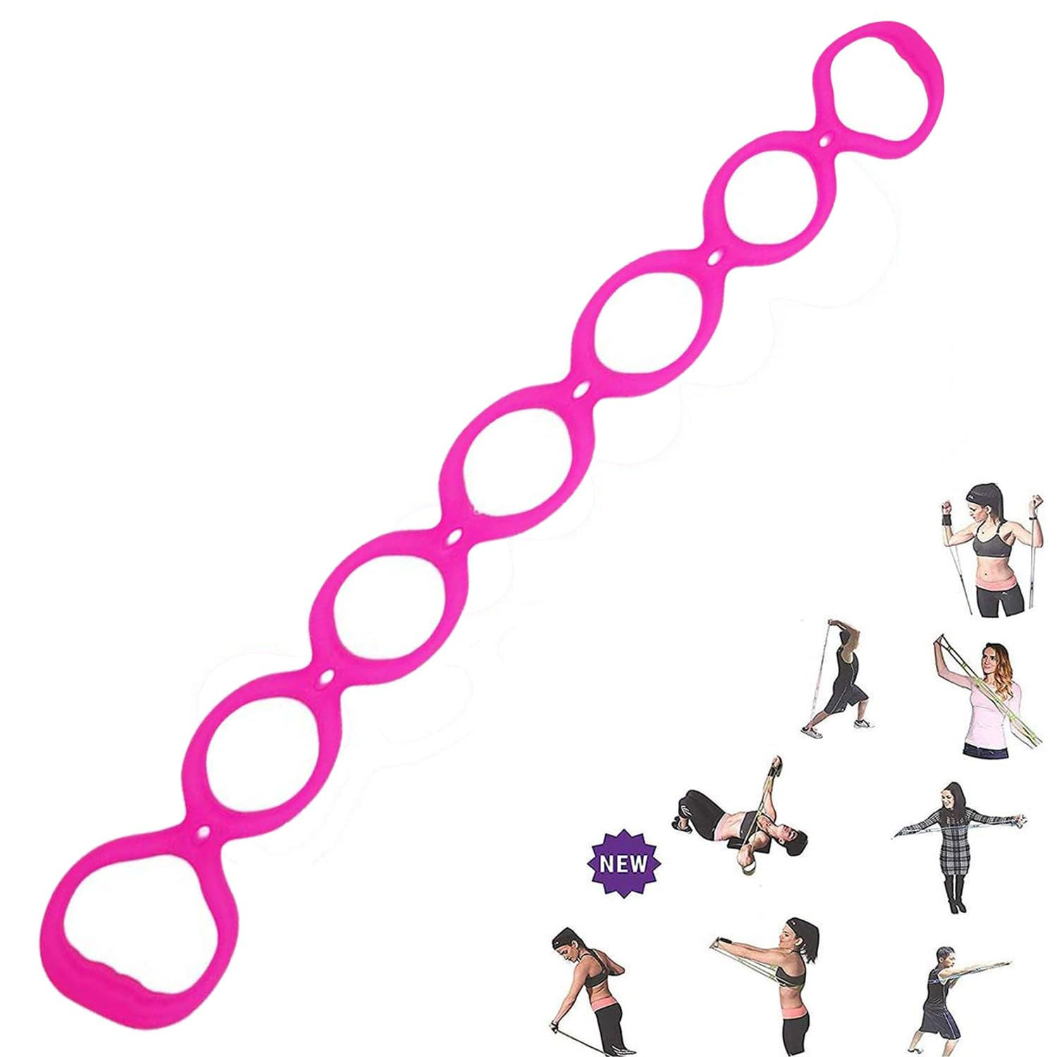 7 Ring Stretch Resistance Exercise Band - Miracle Miles Band Yoga Stretching Arm