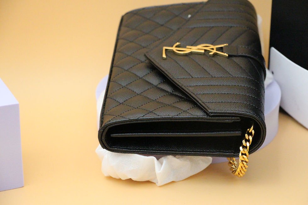 Thumbnail: SAINT LAURENT TRI QUILTED WALLET ON CHAIN BLACK