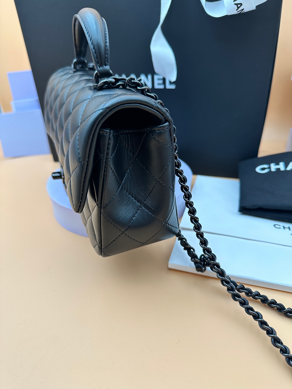 Thumbnail: CHANEL 25S MINI TOP HANDLE IN BLACK HARDWARE