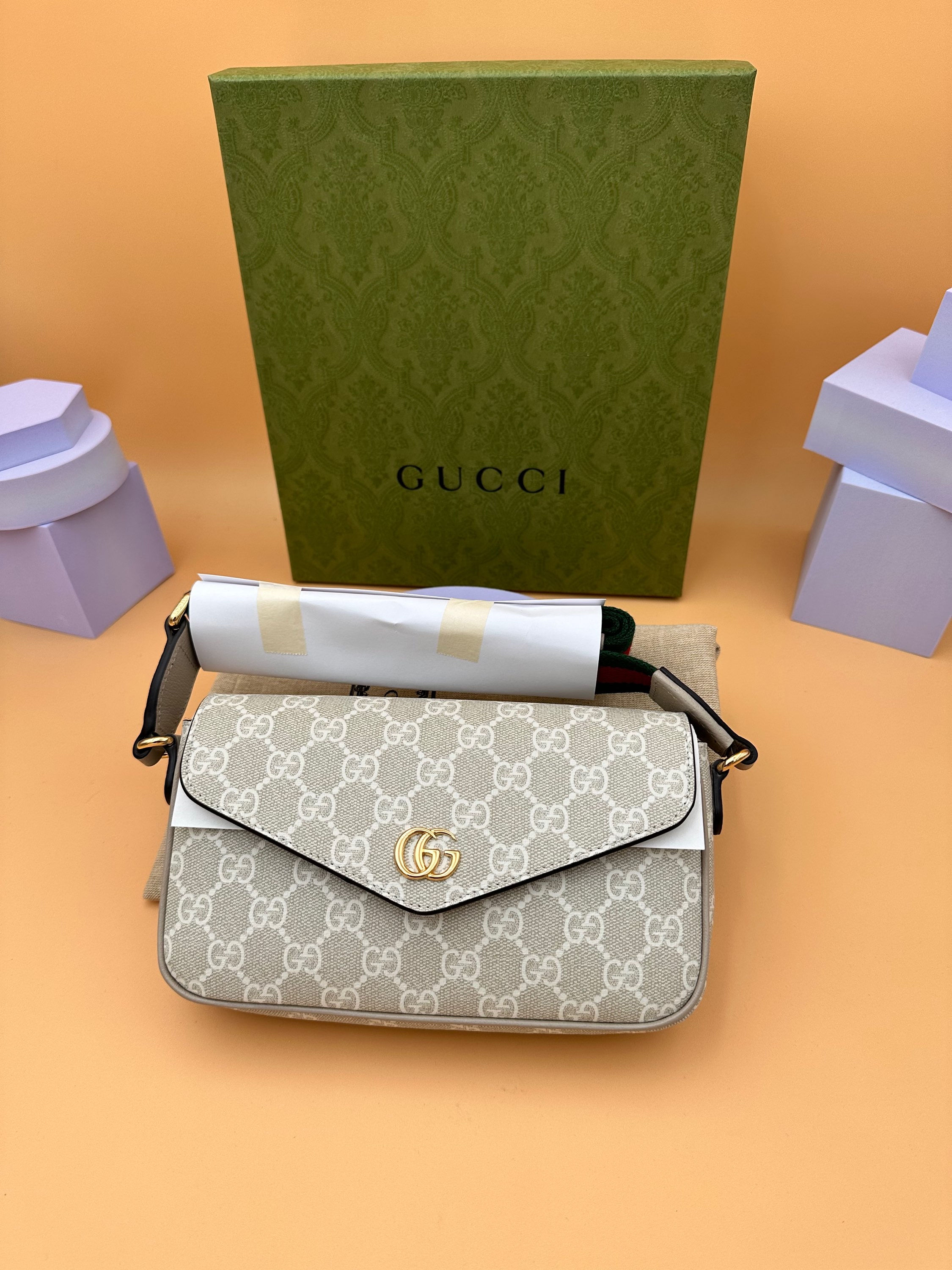 GUCCI OPHIDIA MINI BAG OATMEAL