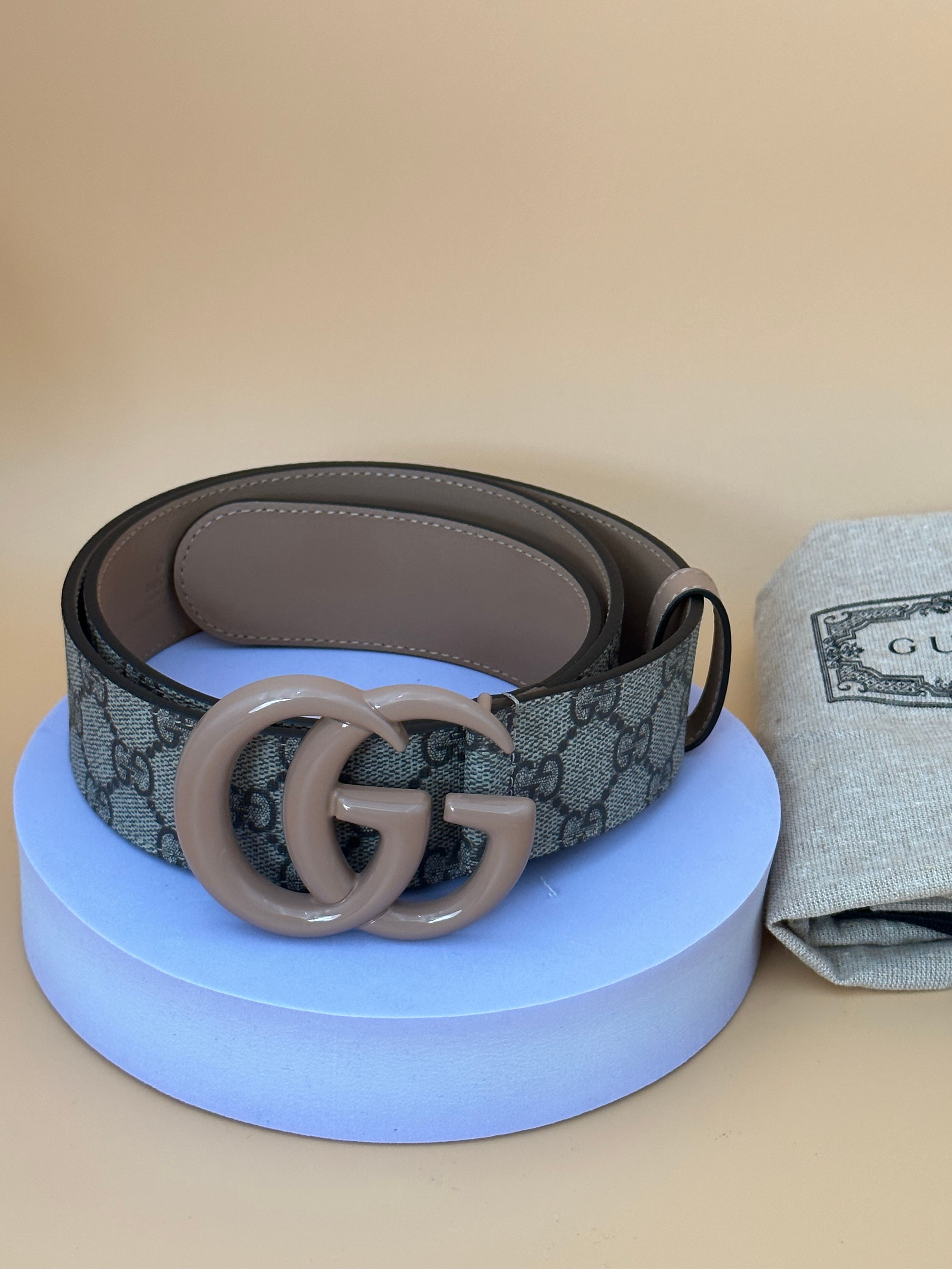 GUCCI MARMONT SUPREME BELT IN CAMEL BUCKLE