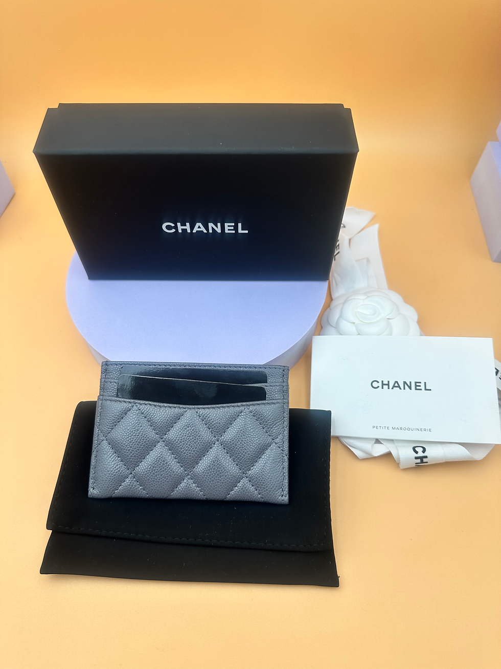 Thumbnail: CHANEL CARDHOLDER IN DARK GREY GOLD HARDWARE