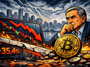 Crypto apocalypse warning illustrated by falling Bitcoin price and market fear