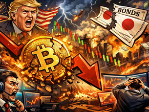 Bitcoin market crash 2026 showing liquidation spikes and global market volatility