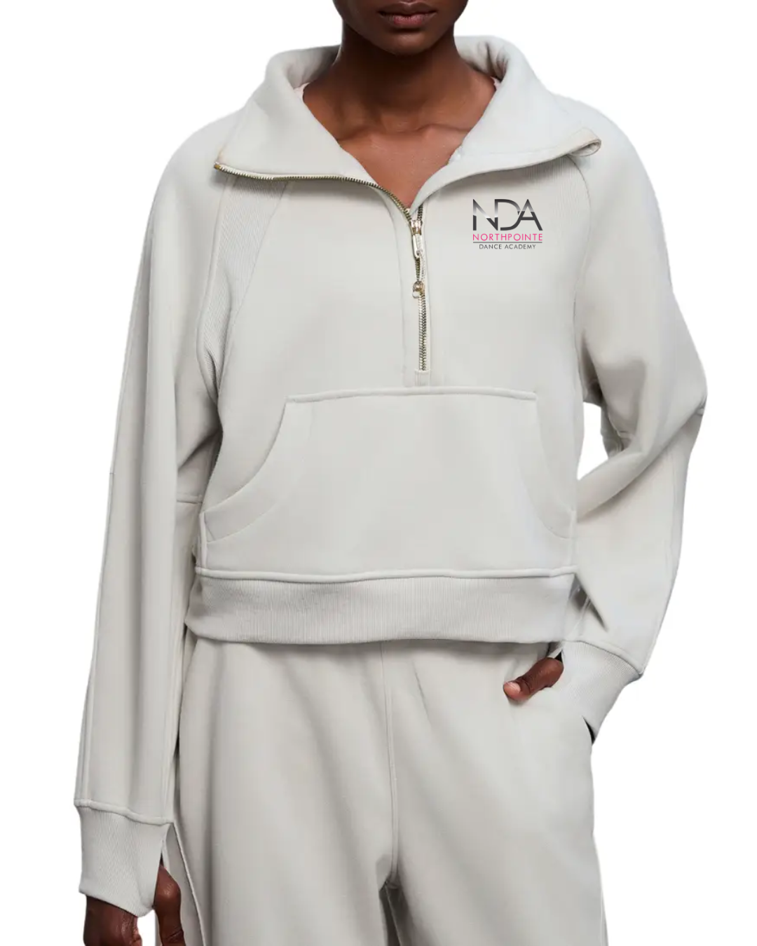 Northpointe Dance Academy Women's Half‑Zip Collar Cropped Fleece Sweatshirt