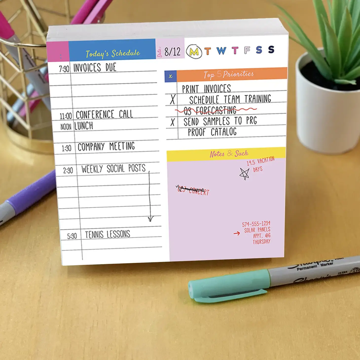 Undated Daily Note Bright Block