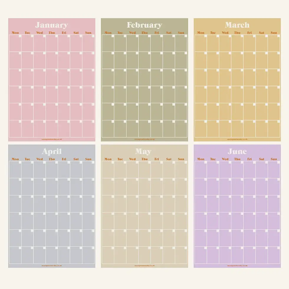 Thumbnail: Monthly Undated A3 Wall Planner | 12 Pages | Pastels