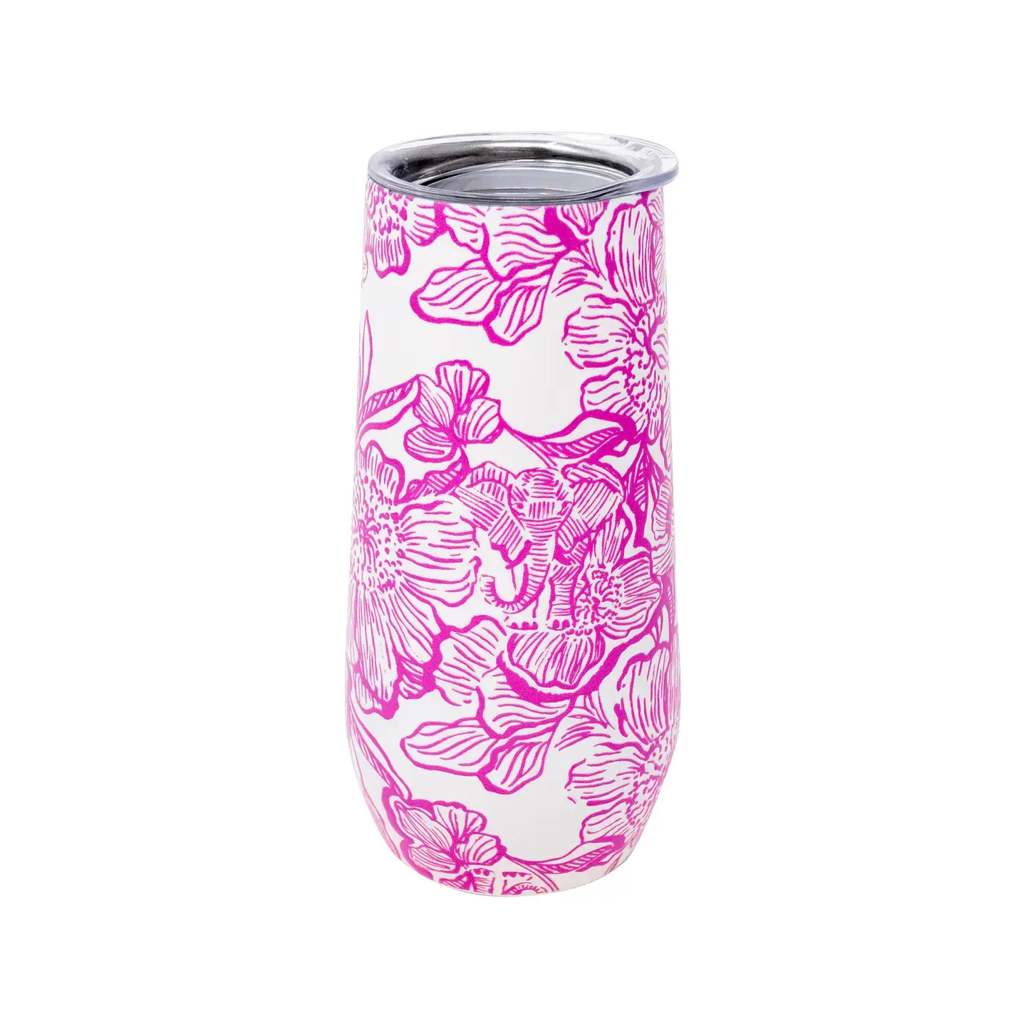 Lilly Pulitzer Stainless Steel Champagne Flute, Unforgettable Pink