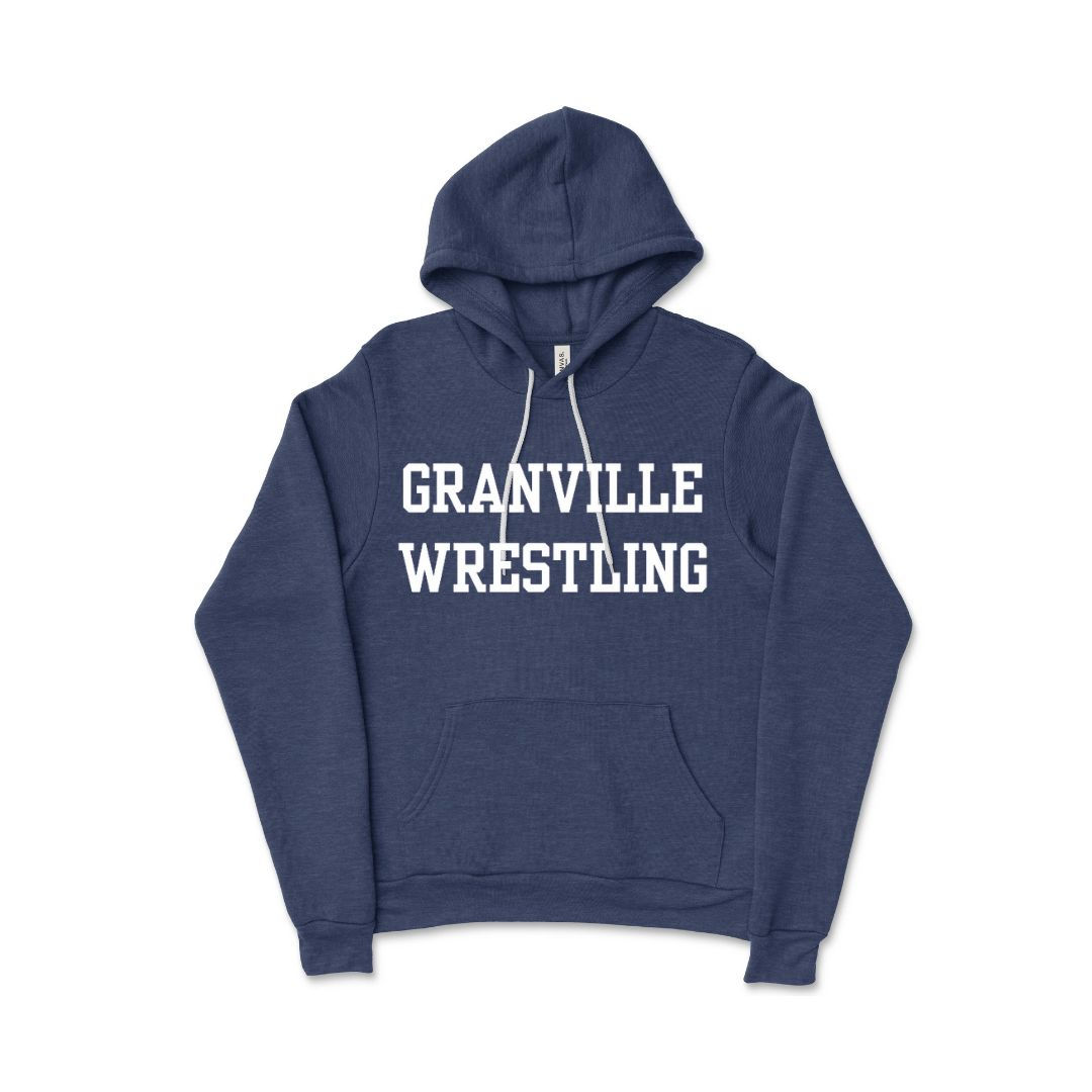 Navy Wrestling Hooded Sweatshirt (Block Letters)