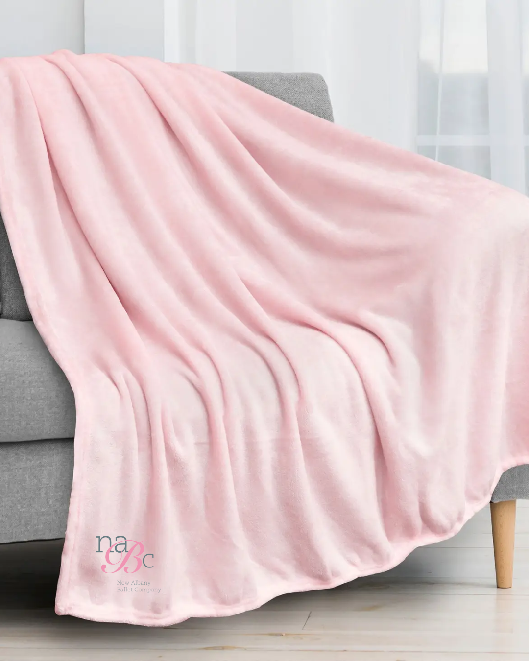 New Albany Ballet Company Classic Fleece Throw Blanket -Light Pink