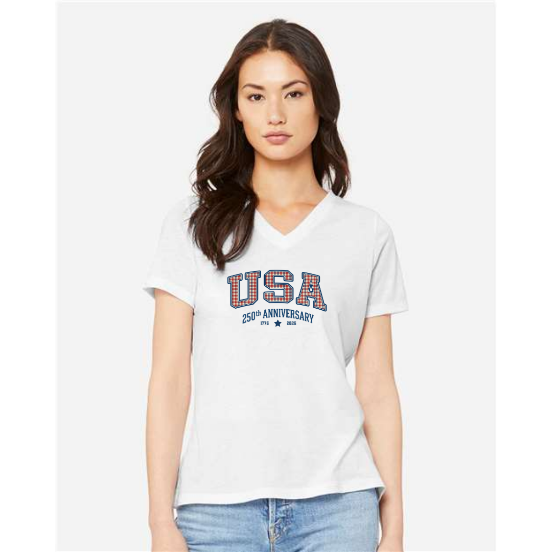250th Women's Relaxed Triblend V-Neck Tee