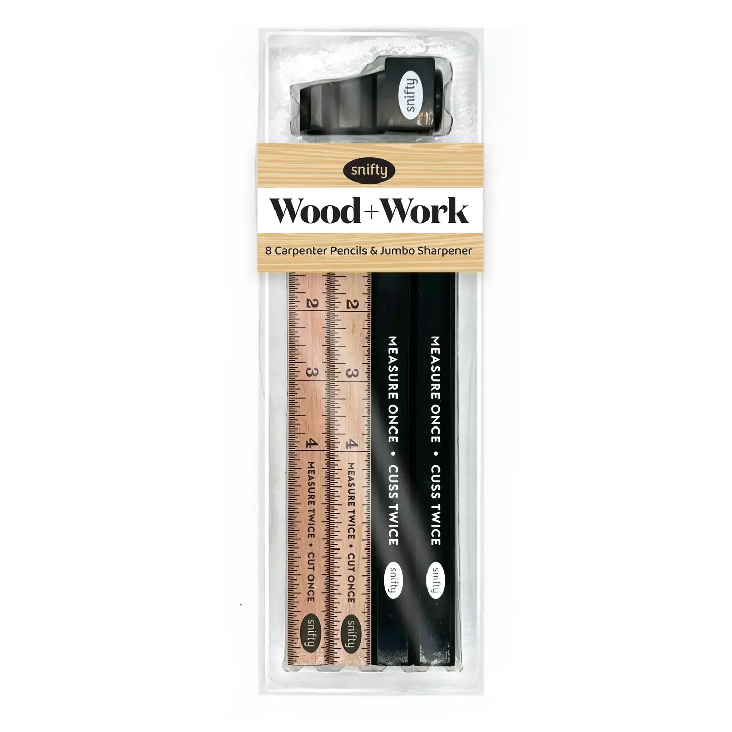 Snifty Wood + Work - 8 Carpenter Pencils/Sharpener Set