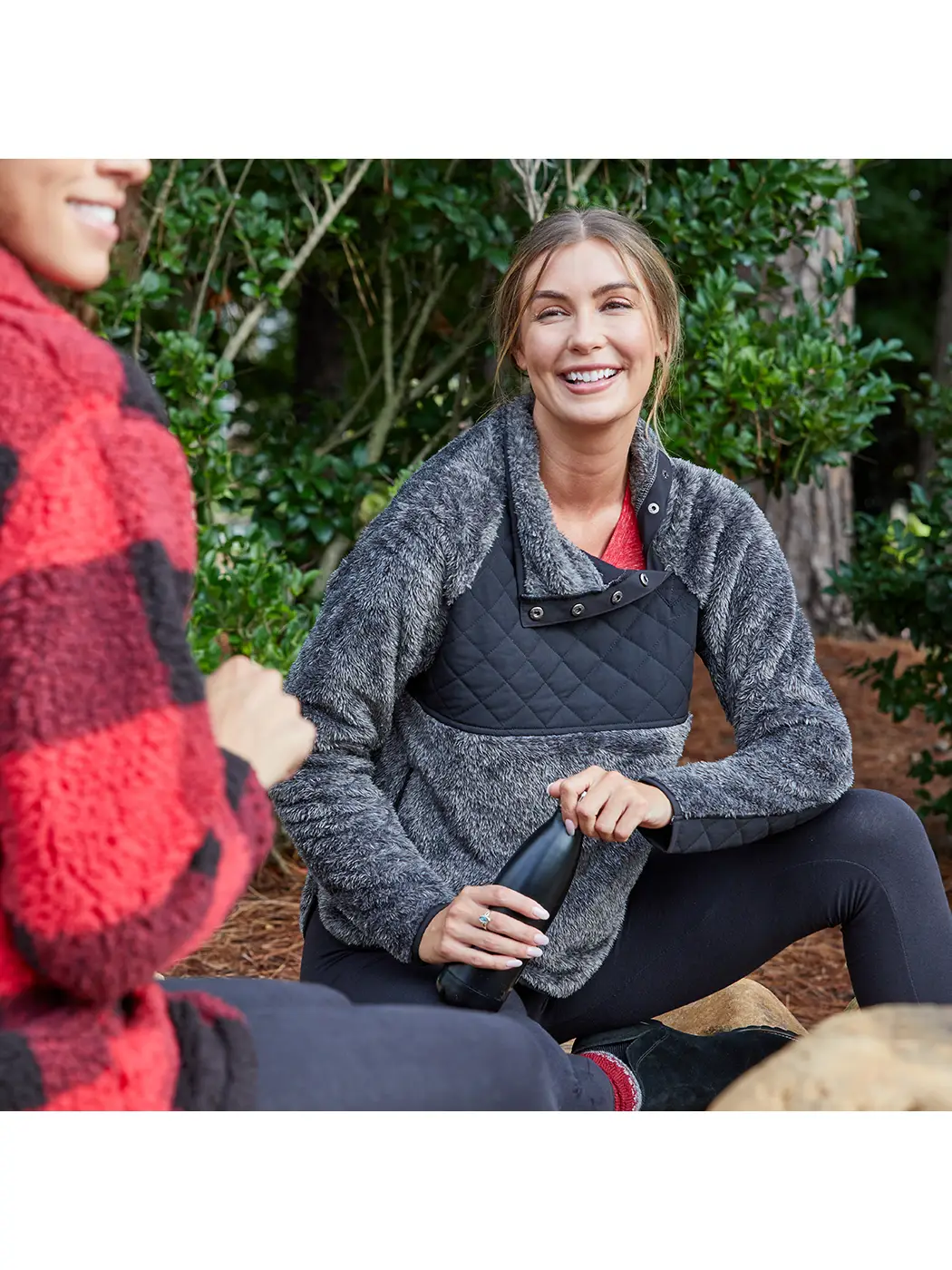 Dublin Quilted Fuzzy Fleece Pullover Black Pepper/Black justwriteohio