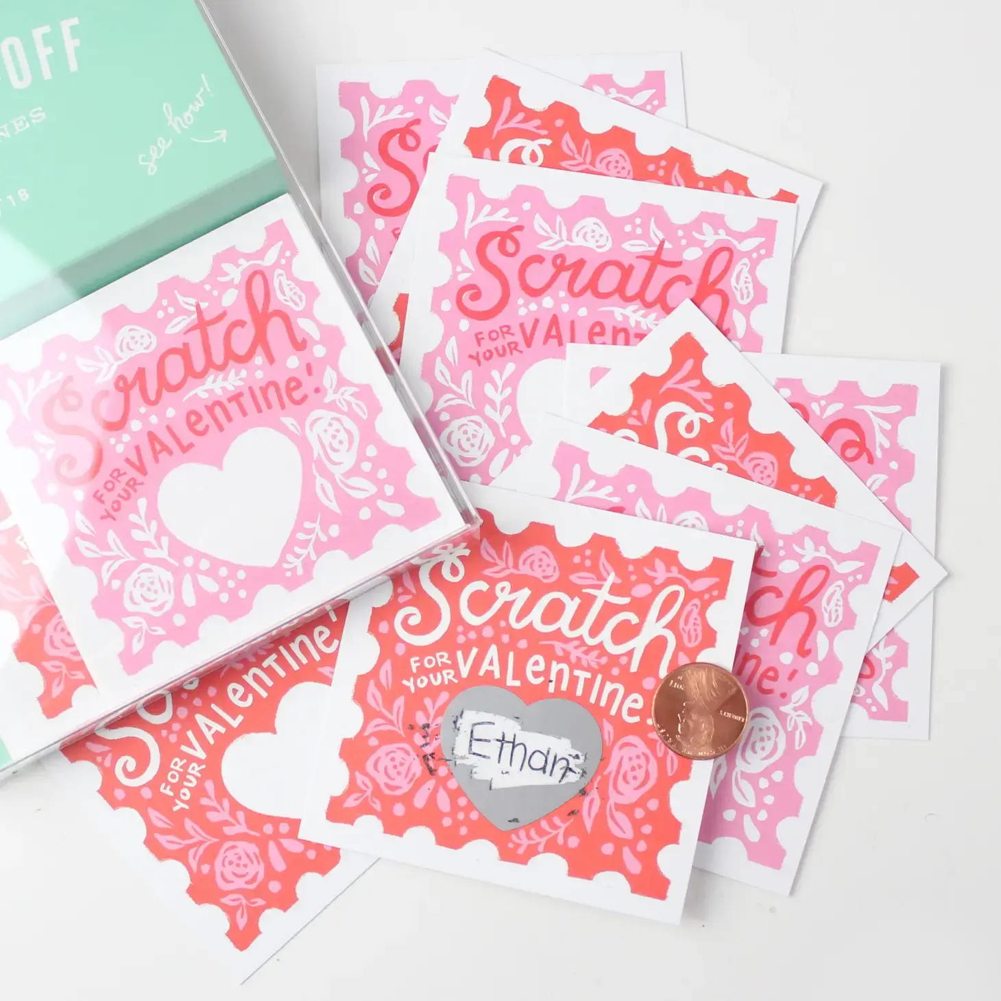 Inklings Paperie Floral Scratch-Off Valentines - 18pk