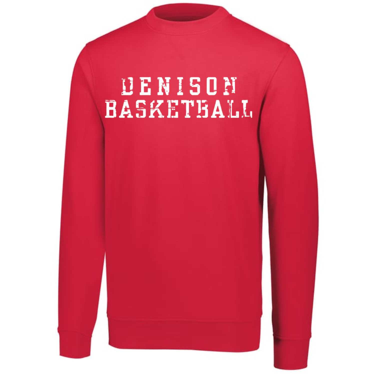 Custom Denison Basketball Red Crew-Neck