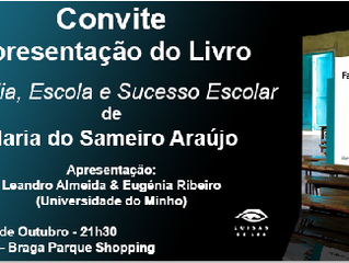 Convite para lançamento do Livro de Doutora Maria do Sameiro Araújo na FNAC de Braga