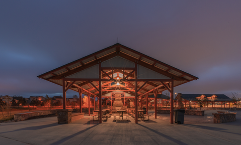 Public park shade pavilion