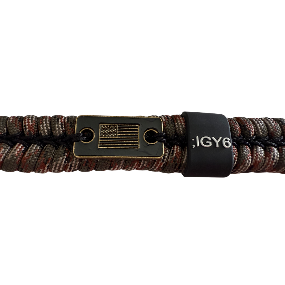 Thumbnail: ;IGY6 Camo Paracord Bracelet, Camo Bracelet, Semicolon Bracelet, Military Bracelet