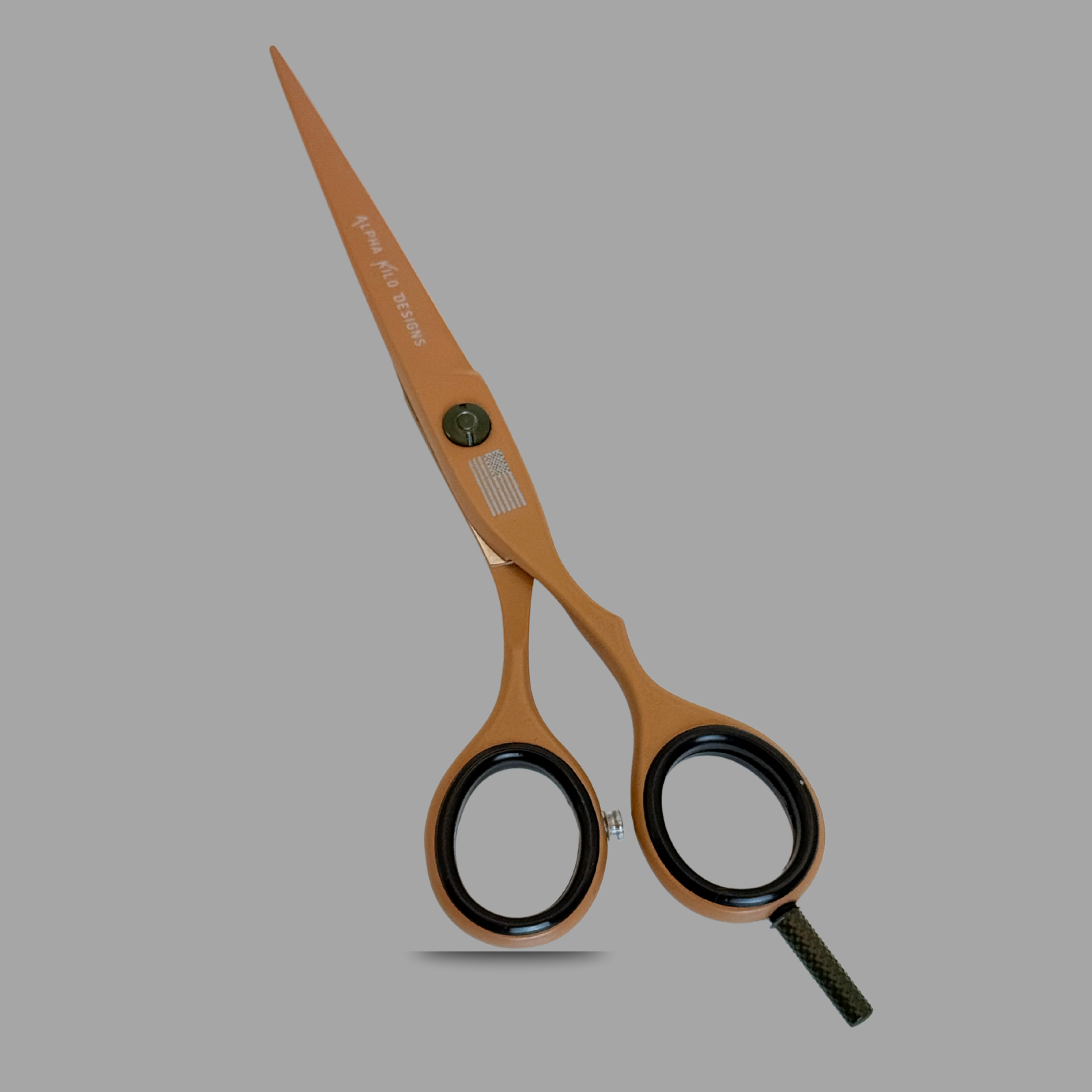 Desert Tan Barber Scissors with American Flag for Hair or Beards