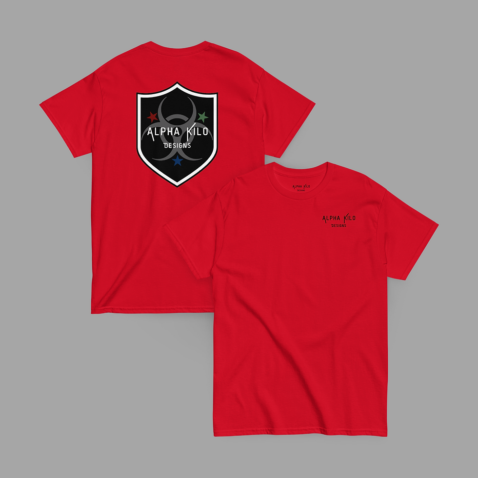Unisex Classic Tee, Alpha Kilo Designs Tshirt, Alpha Kilo Designs Badge Shirt