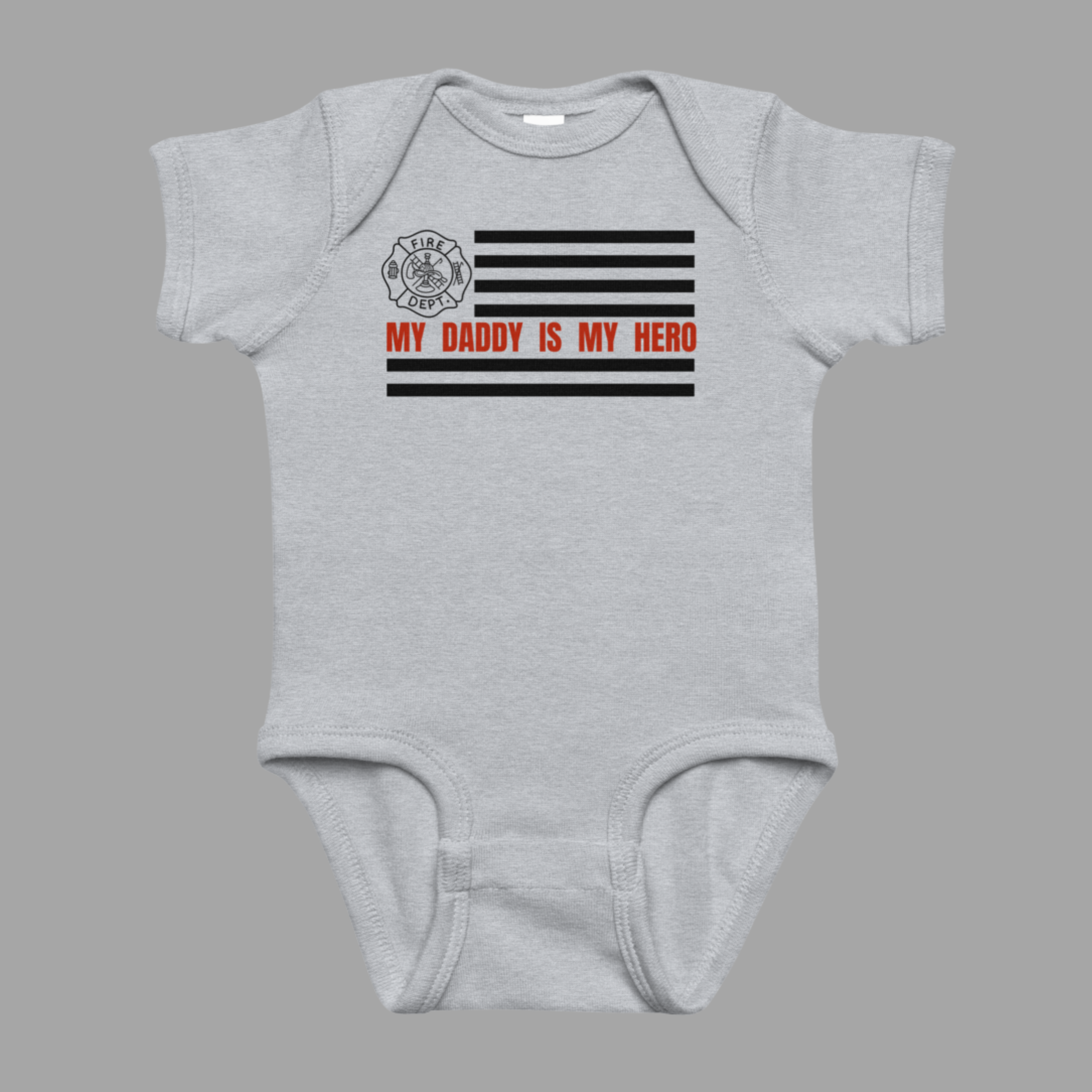 My Daddy Is My Hero, Firefighter - Infant bodysuit - Fire - American Flag - Maltese Cross