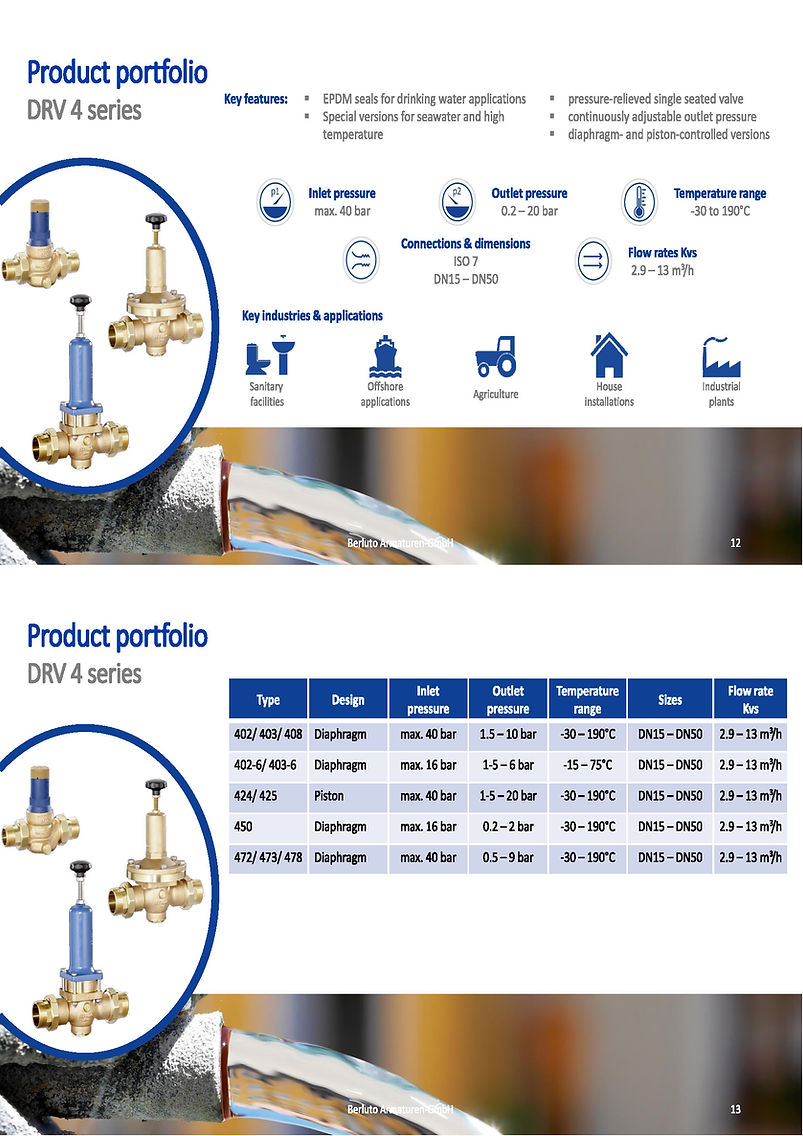 Berluto Valves DRV 4 series H2O Equipment and Solutions
