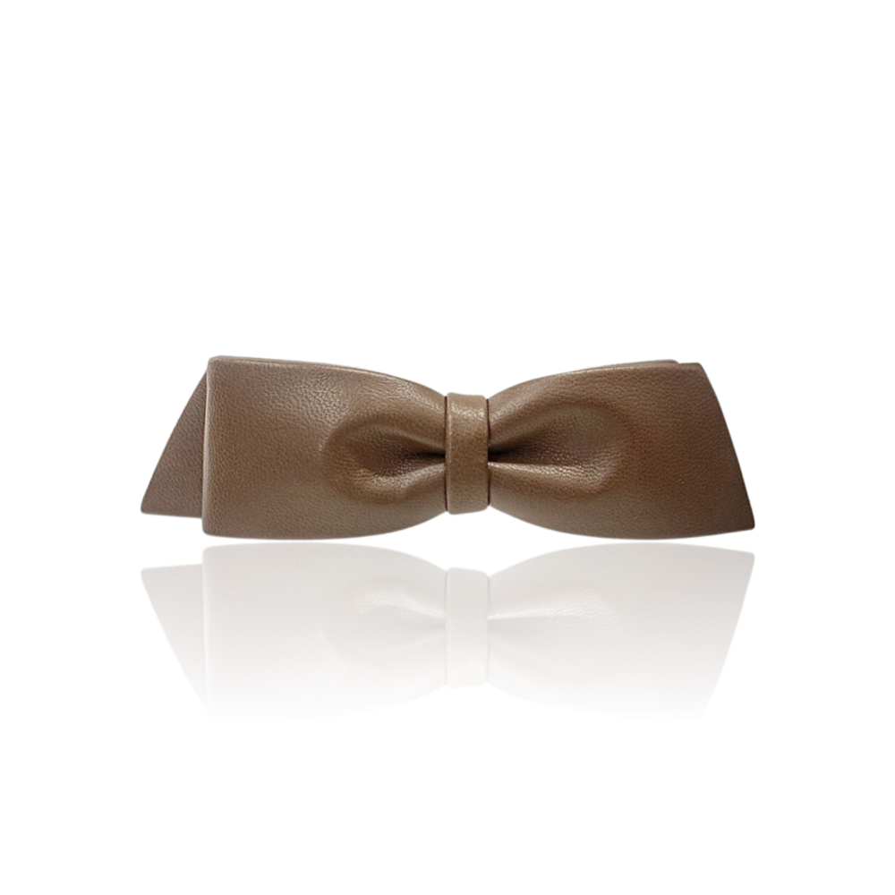 VV Leather Bow Medium Hårspänne - Brun