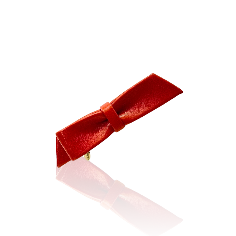 VV Leather Bow Small Hårspänne - Röd