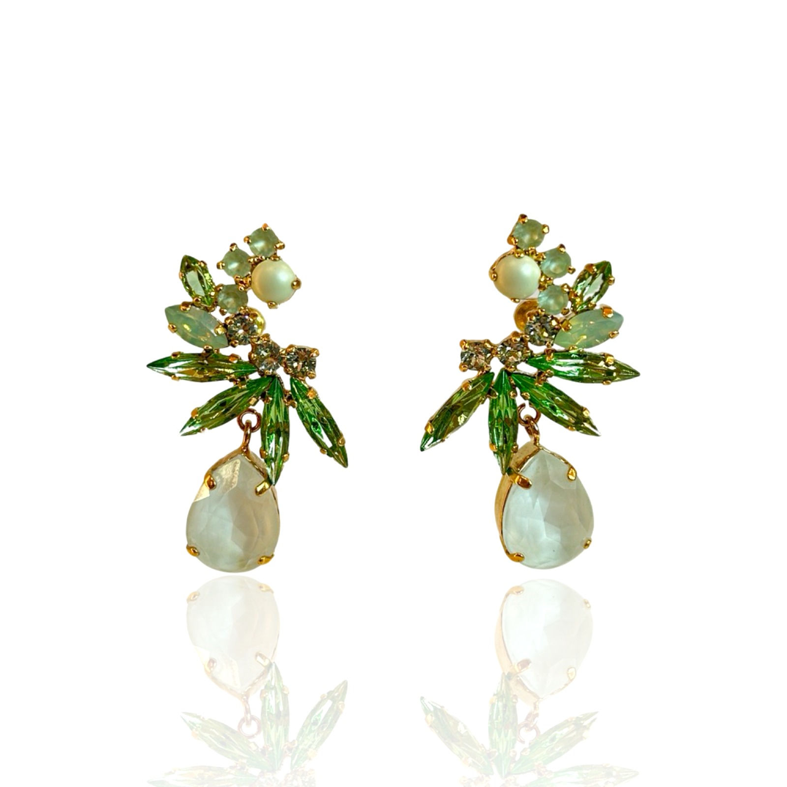 Flower Drop Örhängen - Pastell Grön