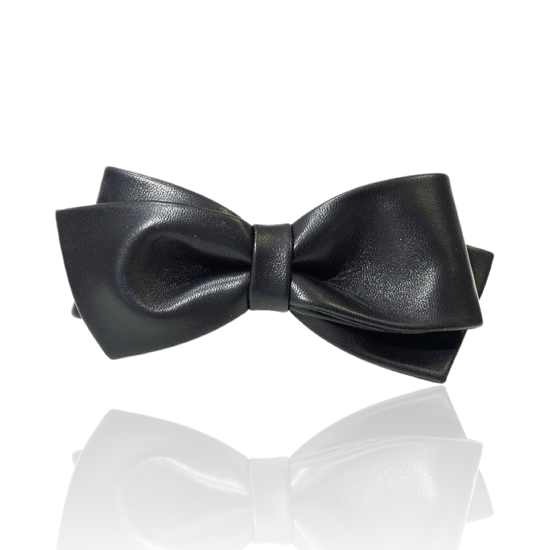 VV Leather Bow Big Hårspänne - Svart
