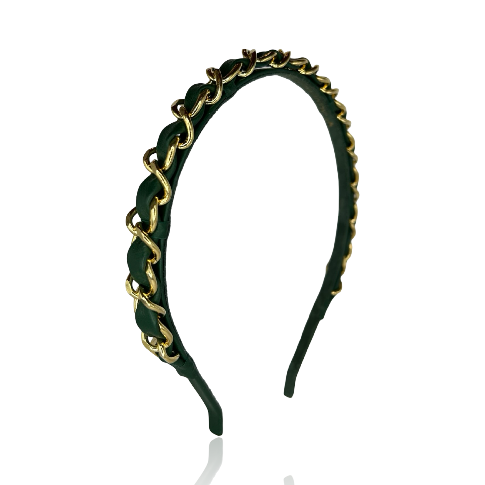 VV Chain Diadem - Guld Kedja - Moss Grön