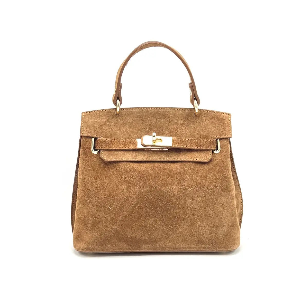 Borsa a tracolla in pelle scamosciata, realizzata in Italia.