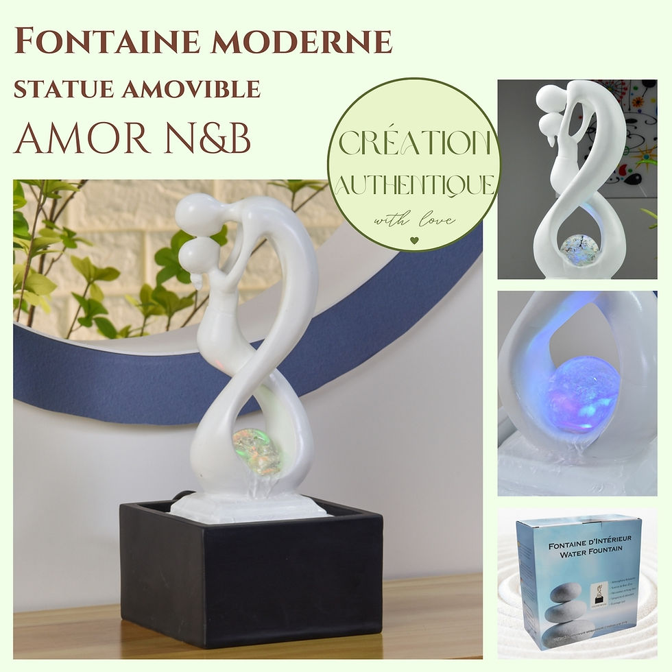 Miniatura: Fontana da Interno Moderna Amor Nero e Bianco con LED – Scultura Decorativa Idea Regalo
