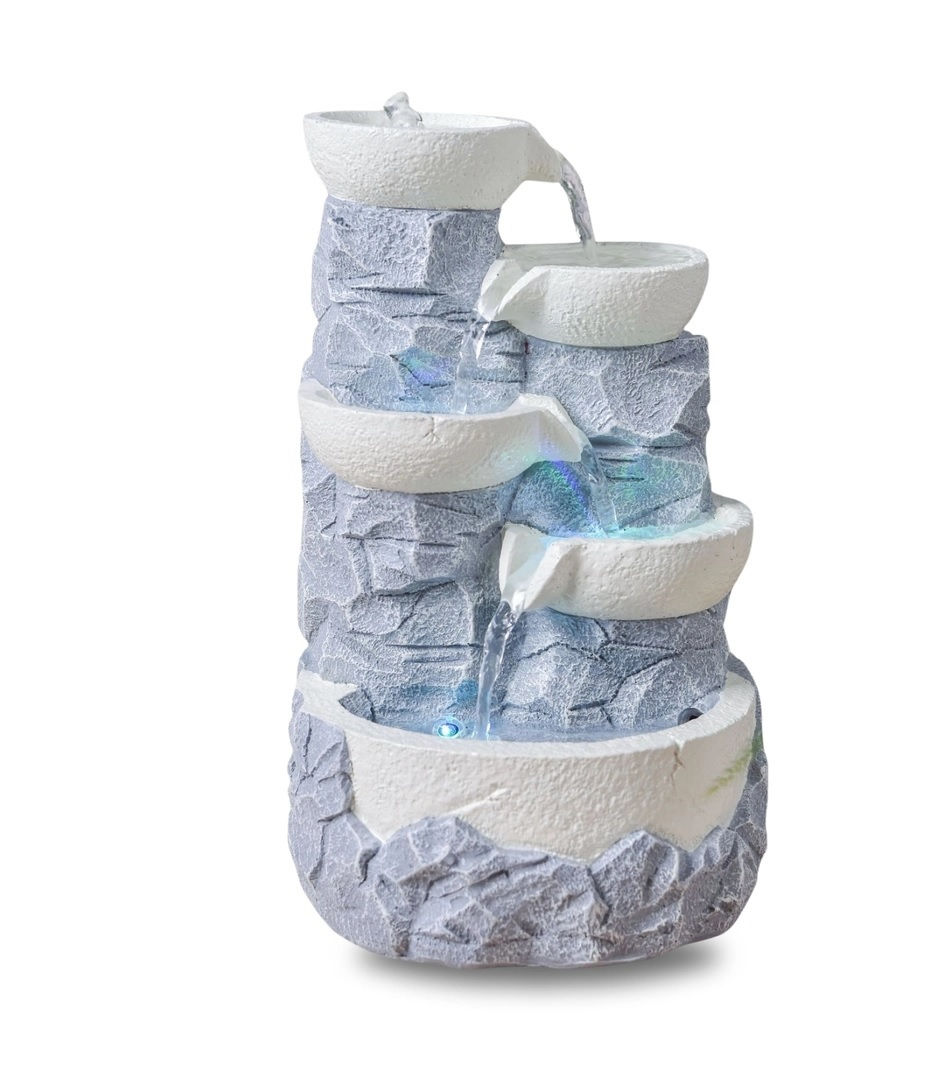 Fontana Decorativa Cascata Ganda con LED – Effetto Pietra Naturale, Pompa Silenziosa