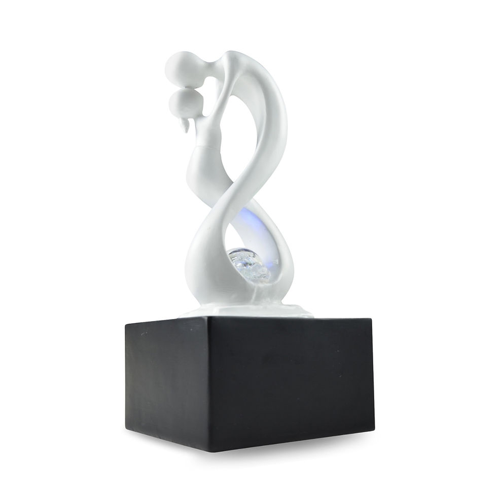 Fontana da Interno Moderna Amor Nero e Bianco con LED – Scultura Decorativa Idea Regalo