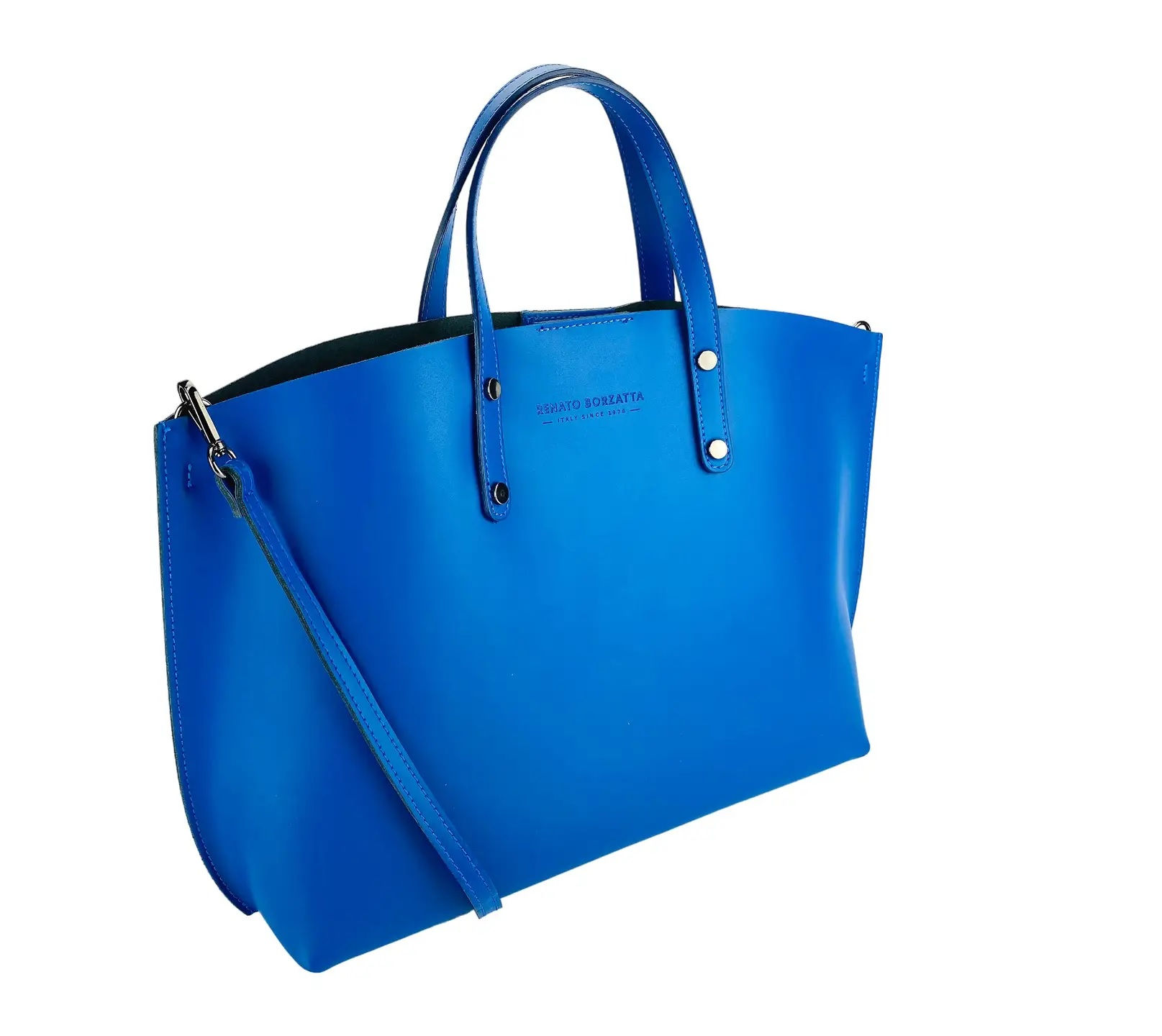 RENATO BORZATTA Borsa da donna in vera pelle, Made in Italy, con tracolla removibile e ampia sacca interna estraibile.