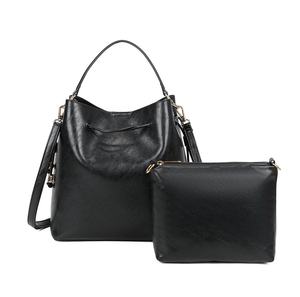 Borsa Elegante in Pelle Nera – Finitura Lucida Raffinata