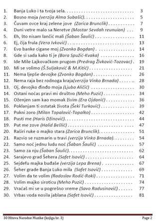 30 Hitova 3-Sadrzaj pesama-Forspilko notni zapisi-Note narodnih pesama za harmoniku-Notne knjige