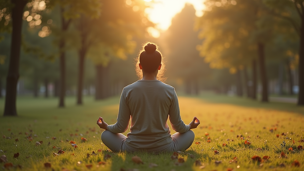 Close-up view of a person meditating outdoors