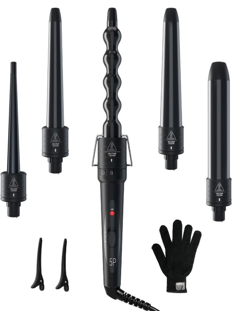 5-in-1 interchangeable curling wand set with five barrel sizes and heat-resistant glove — Budda Bundles styling tool (photo 1 of 5)