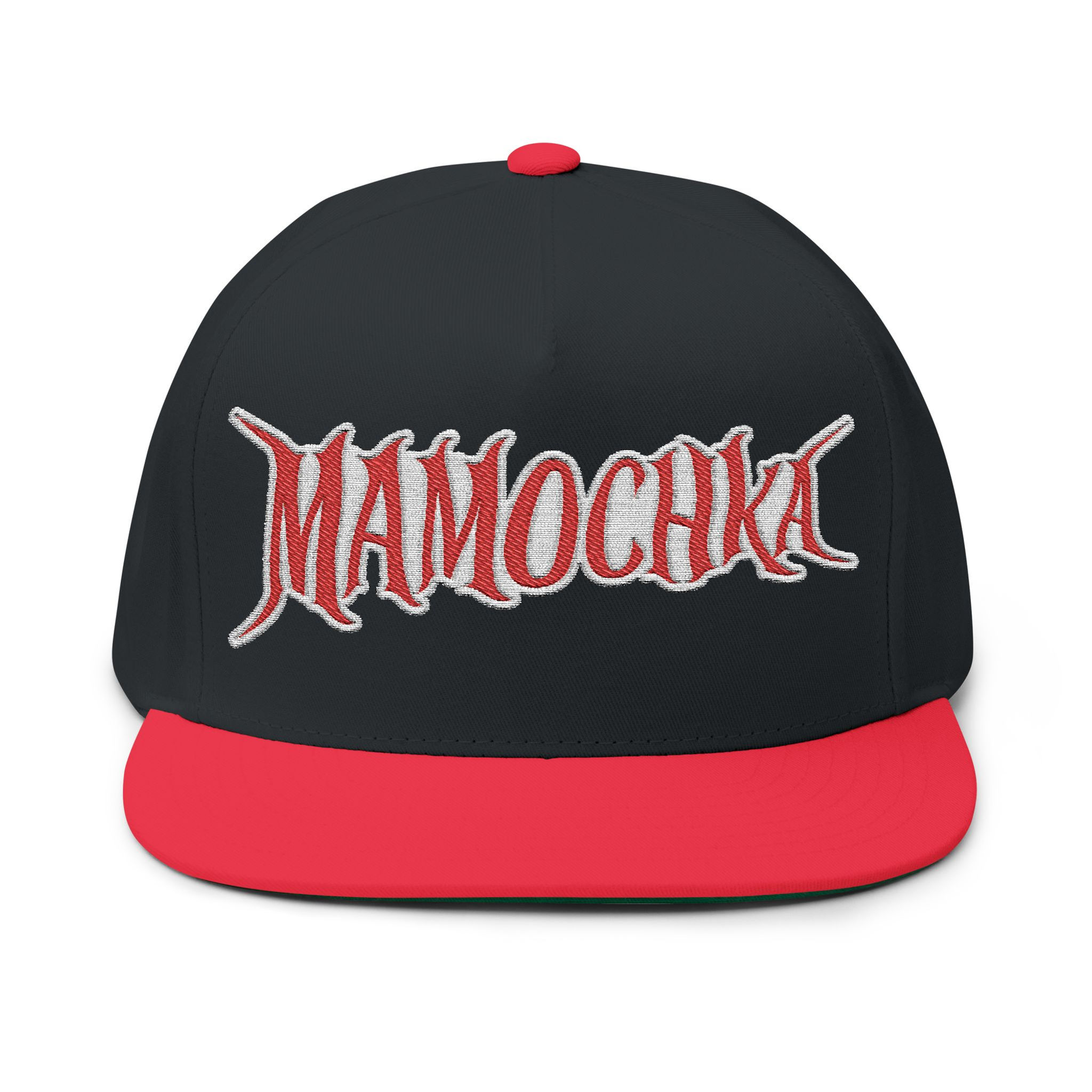 Mamochka Logo Embroidered Flat Bill Snapback Cap