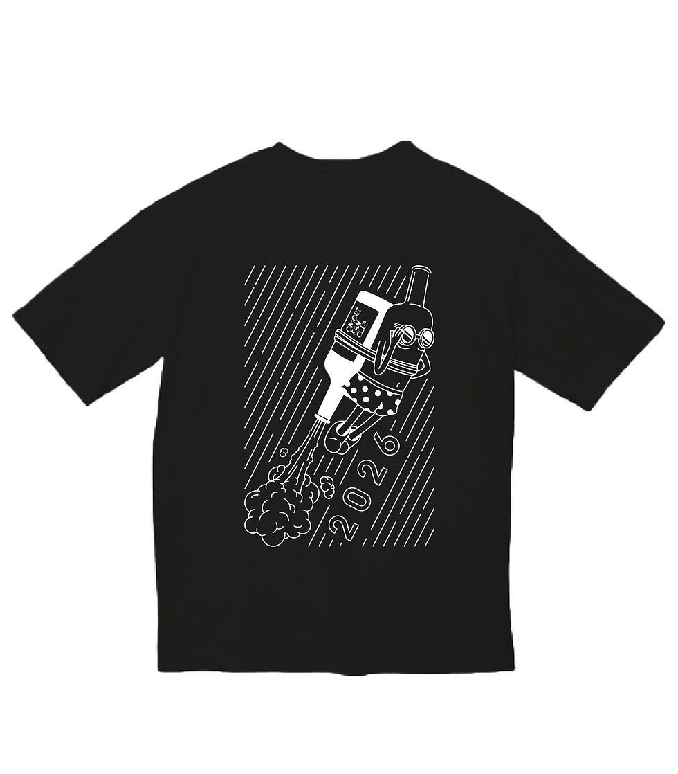 サムネイル： 2026Tシャツ_飛び立つビールくん