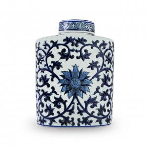 25CM Tans Oval Jar blue white