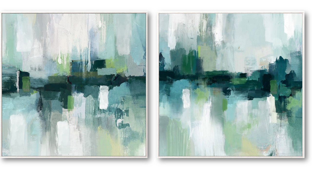 S/2 84CM AbstractForrestFramed