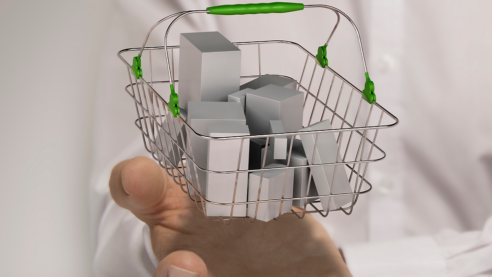Smart web basket full with consumer packaged goods products