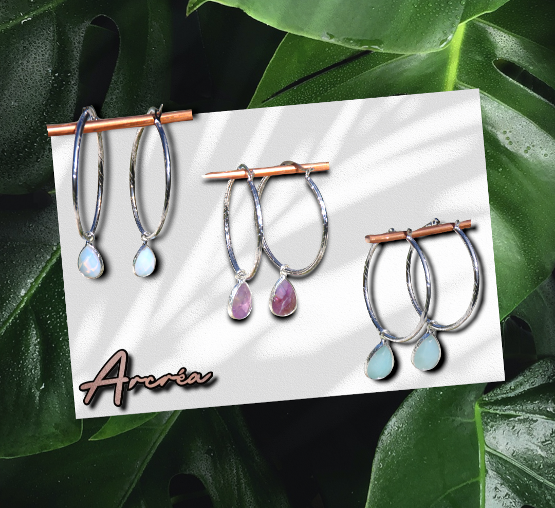 Créoles Pierre opale amethyste aventurine