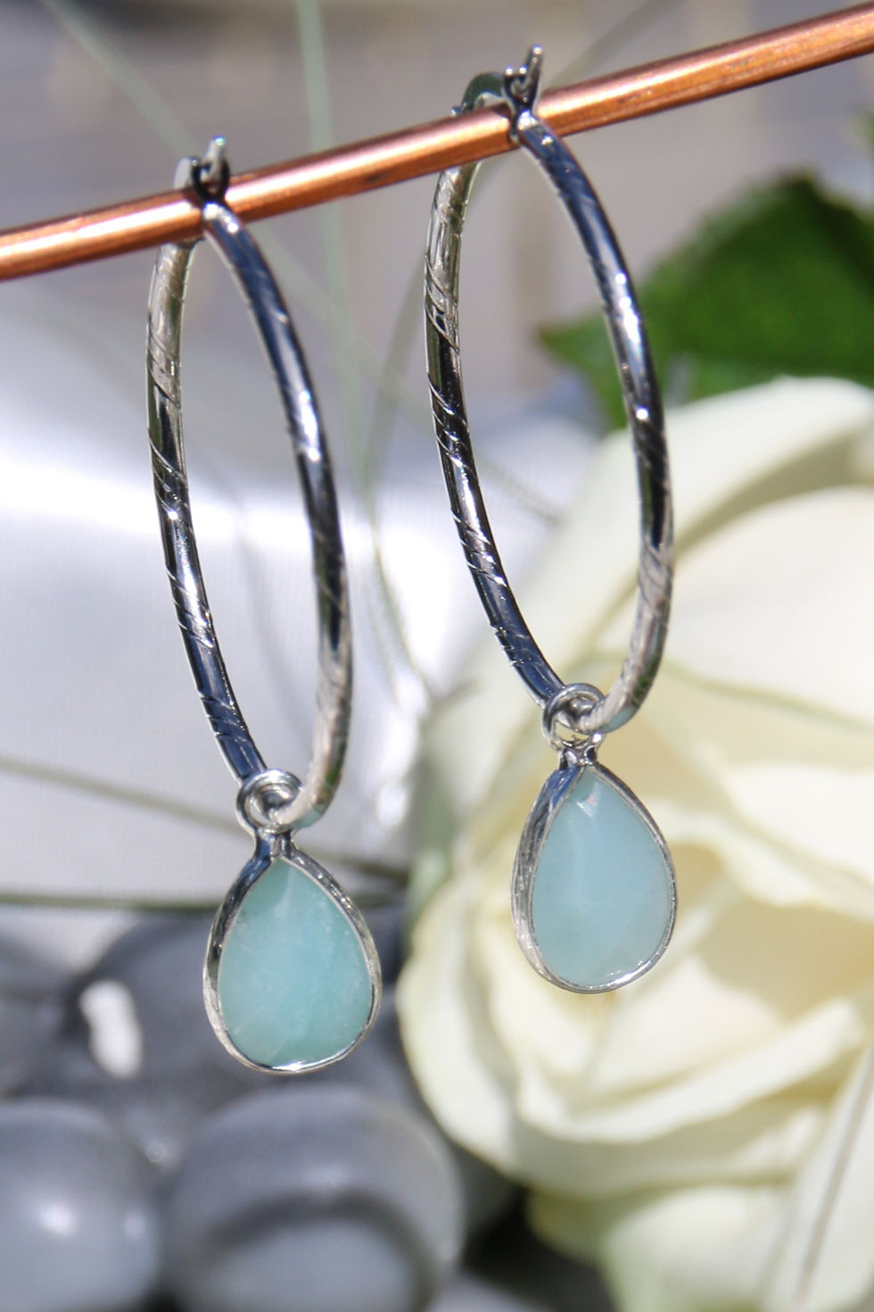Thumbnail: Créoles Pierre opale amethyste aventurine